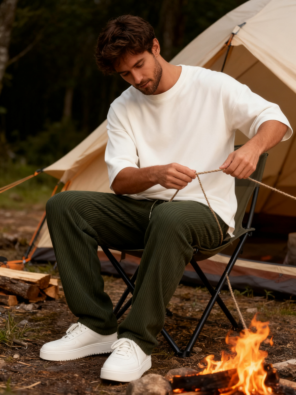 Ribbed Tube Leg Trousers