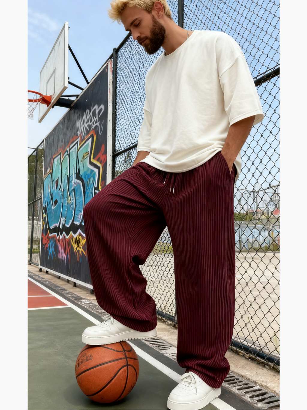 Ribbed Tube Leg Trousers