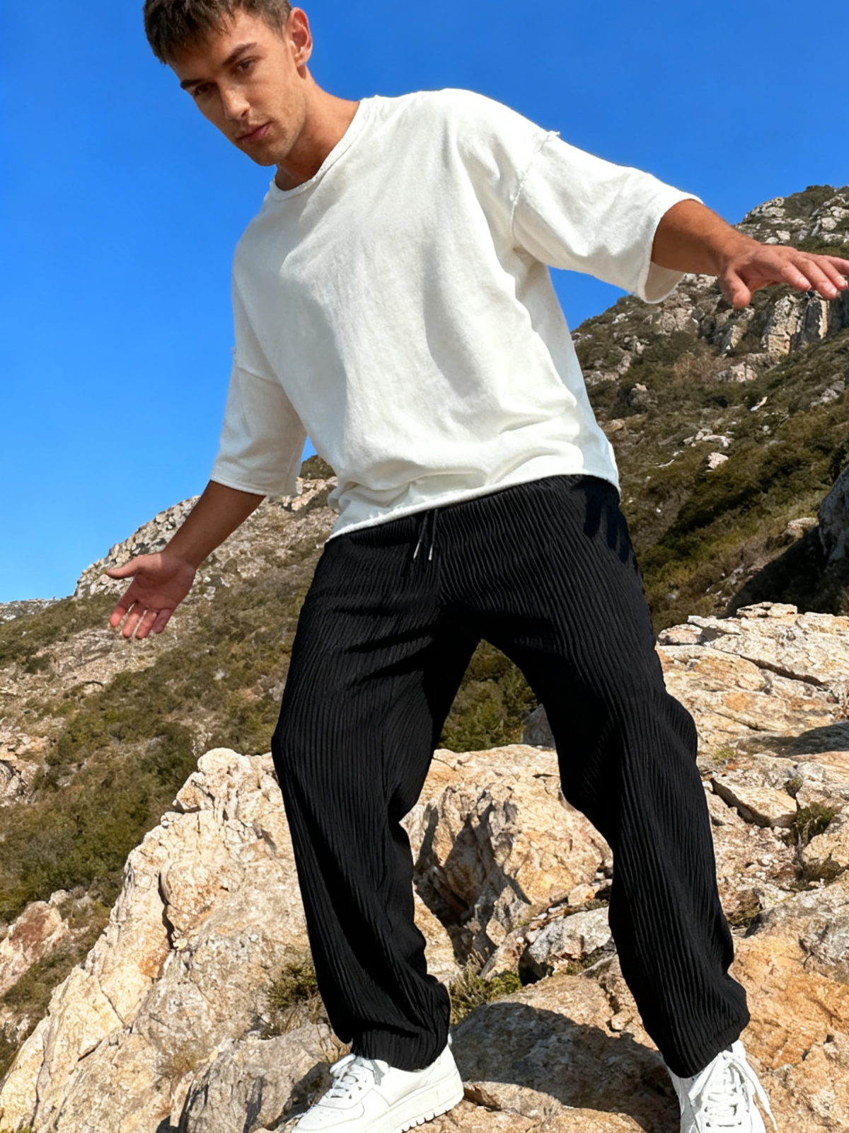 Ribbed Tube Leg Trousers