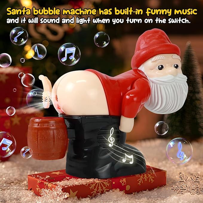 🎅🎁 Santa Claus Bubble Machine – Funny Farting Santa Toy with Lights, Music & Bubbles | A Must-Have Christmas Hit for Kids’ Holiday Fun! 🎅
