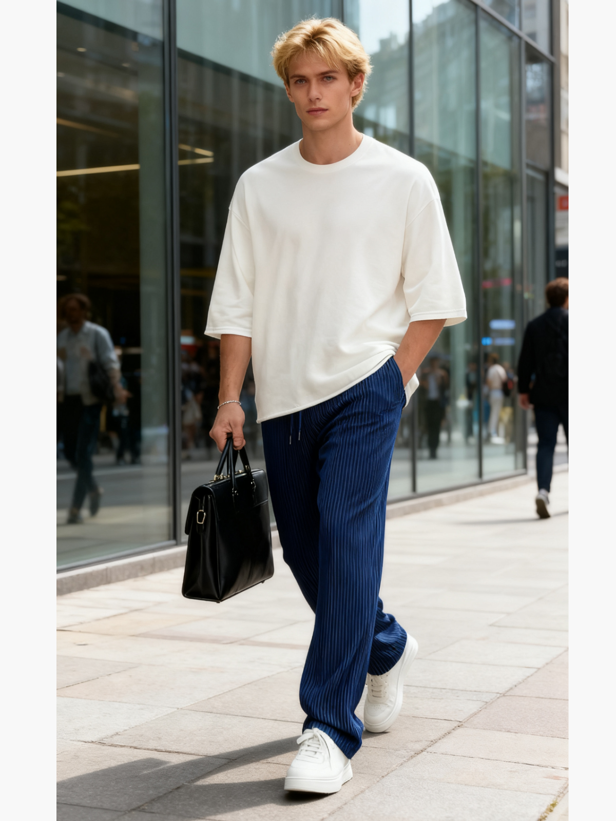 Ribbed Tube Leg Trousers