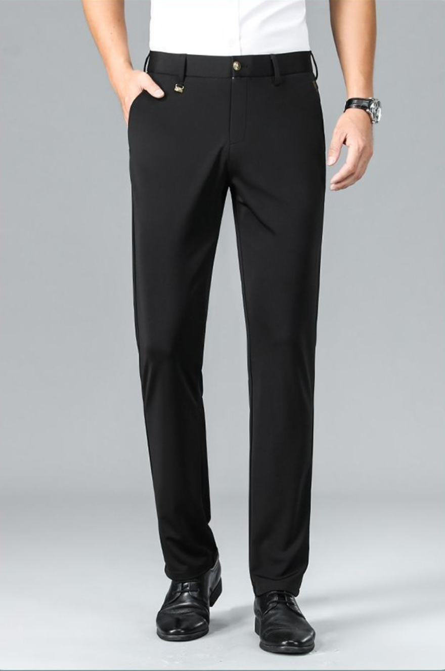 Elastic ice silk straight trousers