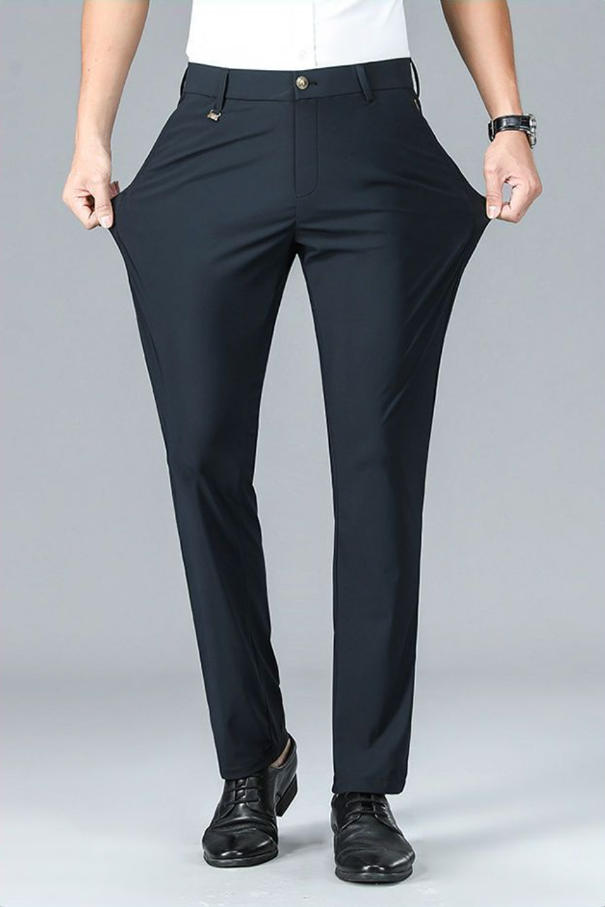 Elastic ice silk straight trousers