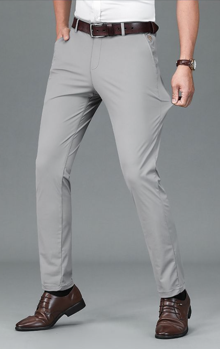 Elastic ice silk straight trousers