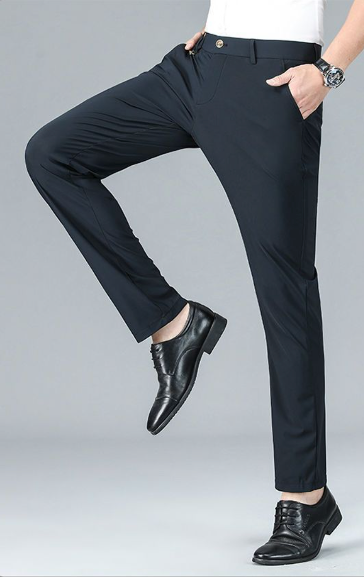 Elastic ice silk straight trousers