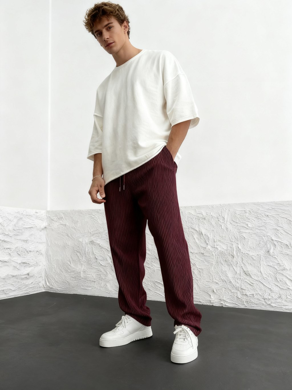 Ribbed Tube Leg Trousers