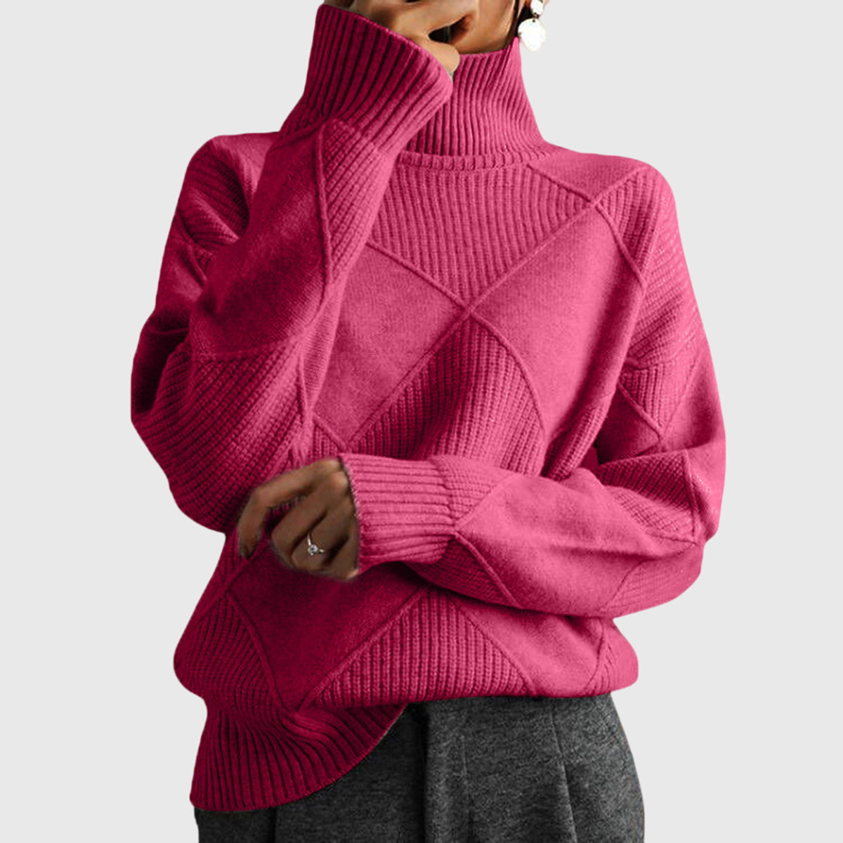 Angela Geometric Turtleneck Sweater