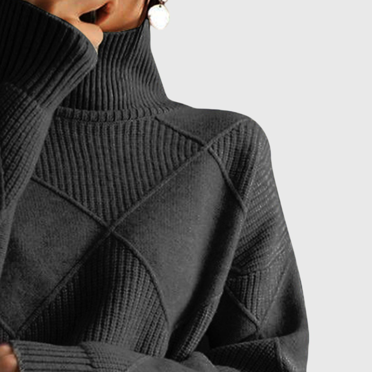 Angela Geometric Turtleneck Sweater
