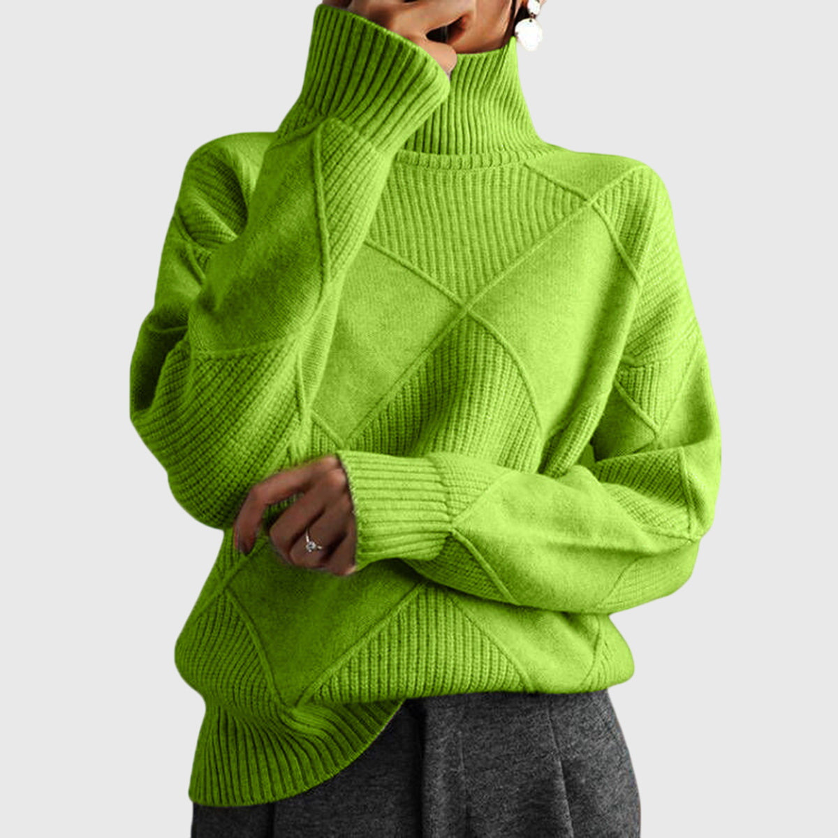Angela Geometric Turtleneck Sweater