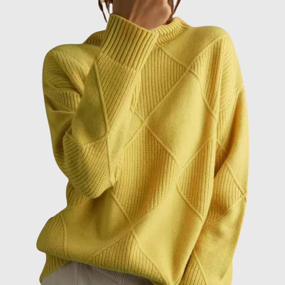 Angela Geometric Turtleneck Sweater